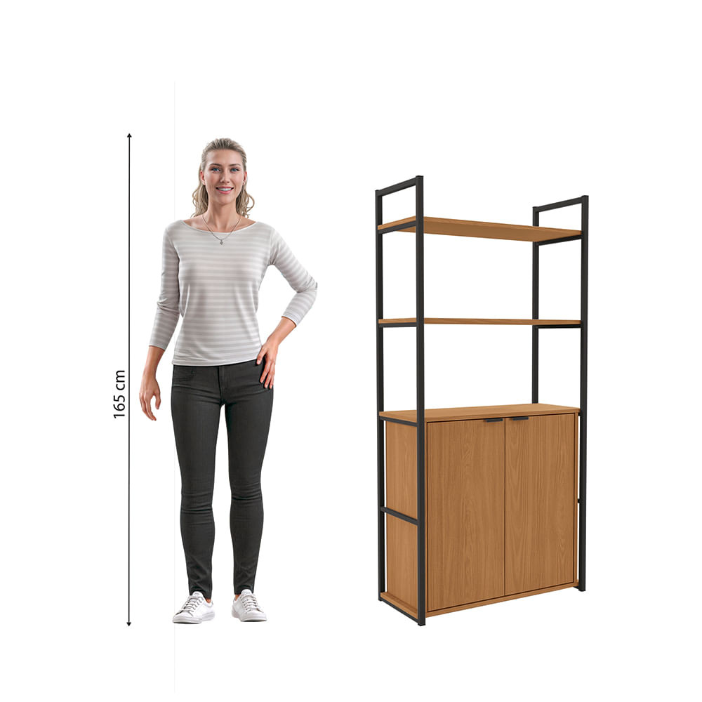 Estante Alta Kappesberg Canela/Preto fosco 72cm | FastStore PDP