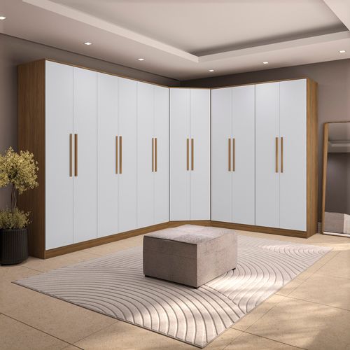 Quarto Modulado Kappesberg Adapt Nogueira/Branco 12 Portas 342cm x 263cm
