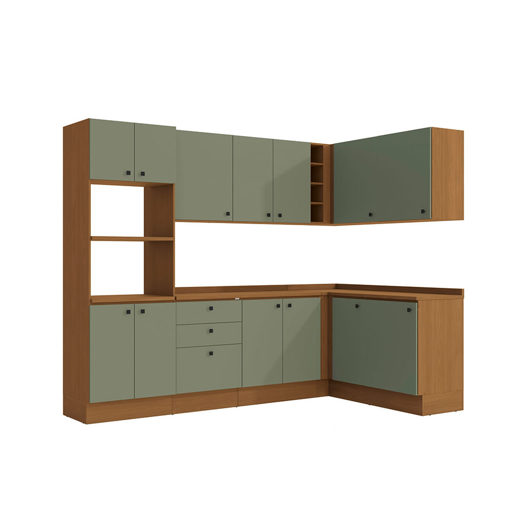 Cozinha Modulada Pixel Kappesberg Tapajós/Verde Frevo 427cm